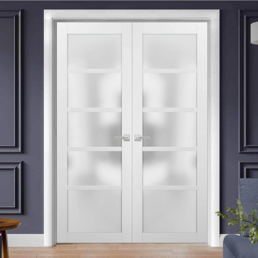Sartodoors 60 in. x 96 in. Single Panel White Finished Pine Wood Interior Door Slab with Hardware