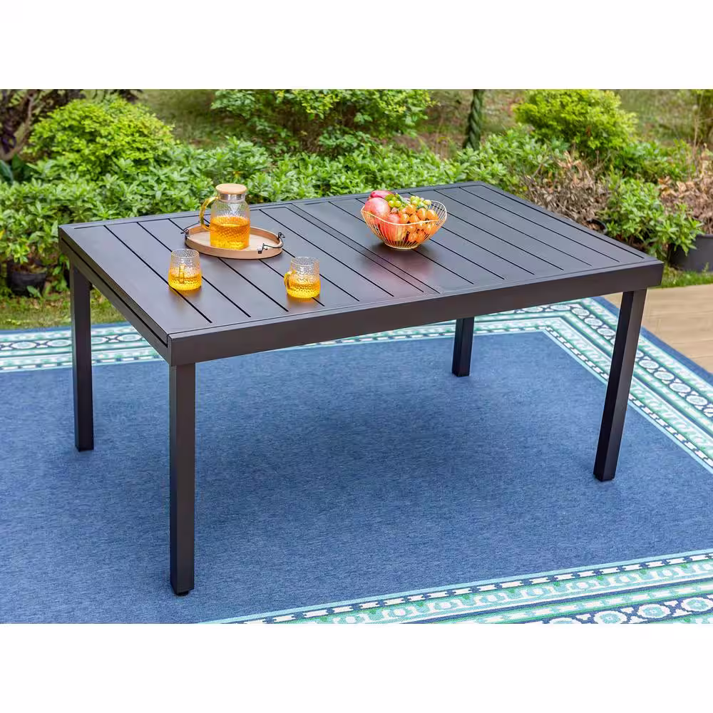 None 9-Piece Metal Outdoor Patio Dining Set Elegant Stackable Chairs