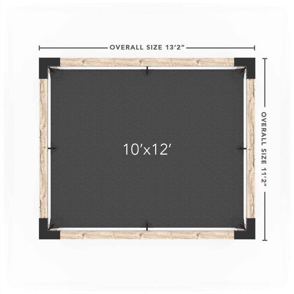 TOJA GRID 10 ft. L x 12 ft. W Pergola Kit with Denim Shade Sail, 6x6 Wood