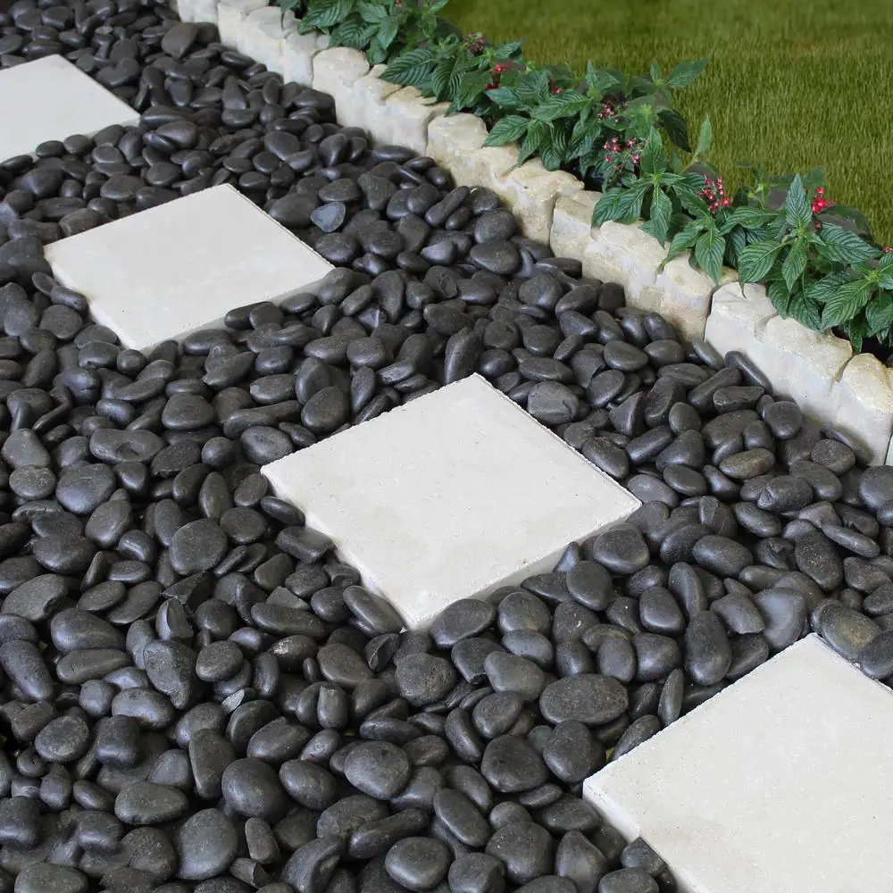 Rain Forest 0.40 cu. ft. 2 in. to 3 in. 30 lbs. Large Black Grade A Polished Pebbles