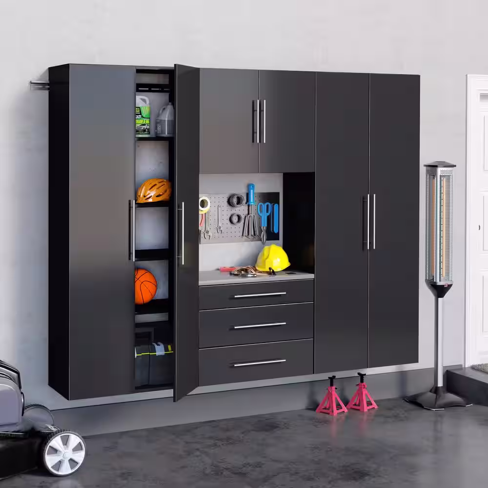 Prepac HangUps 30 in. W x 24 in. H x 16 in. D Upper Storage Cabinet in Black (1-Piece )