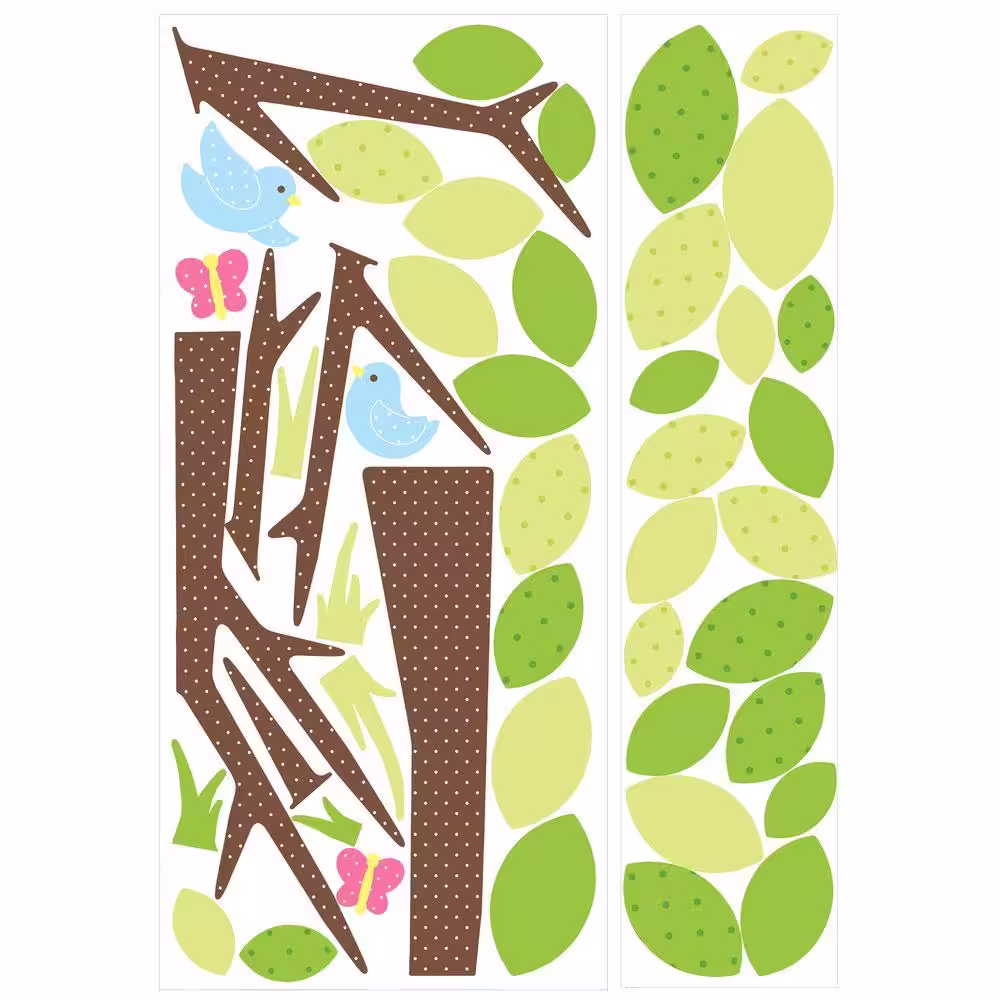 RoomMates 18 in. x 40 in. Kids Tree 47-Piece Peel and Stick Giant Wall Decal