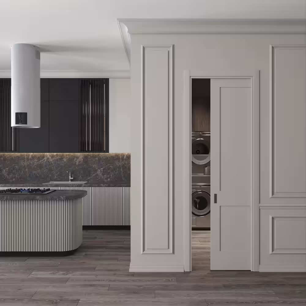 None 28 in. x 96 in. Double Panel Solid Core Composite Wood White Primed Smooth Texture Interior Door Slab