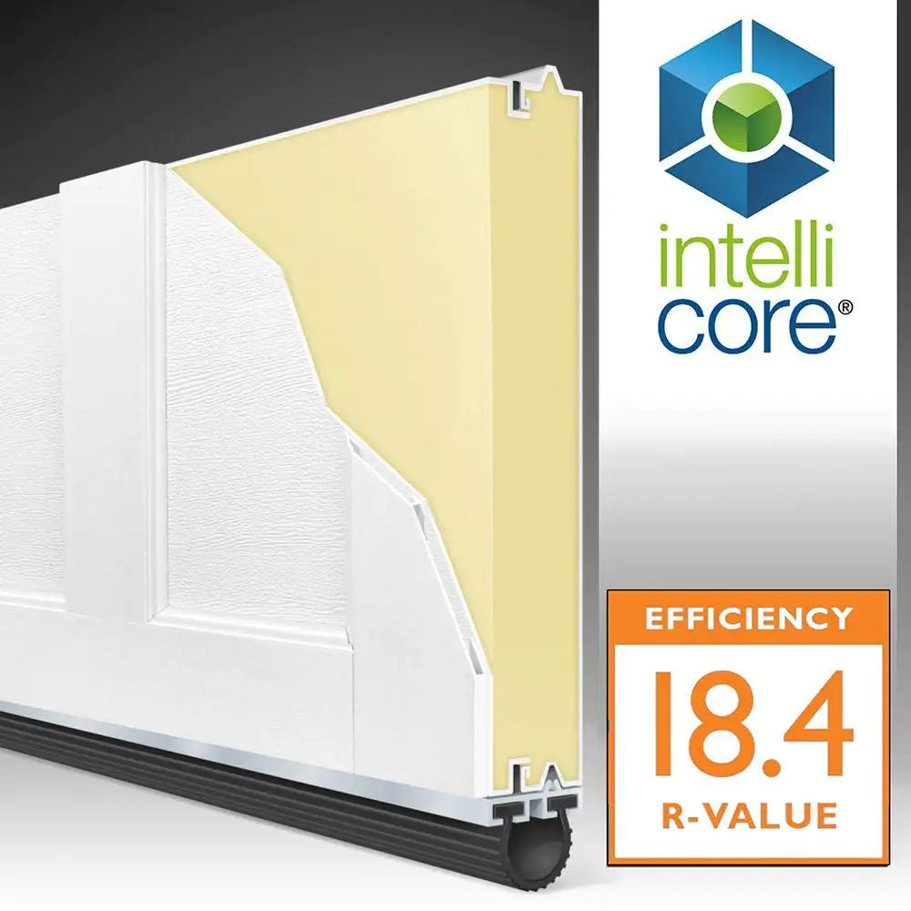Clopay Coachman Collection 9 ft. x 7 ft. 18.4 R-Value Intellicore Insulated Solid White Garage Door