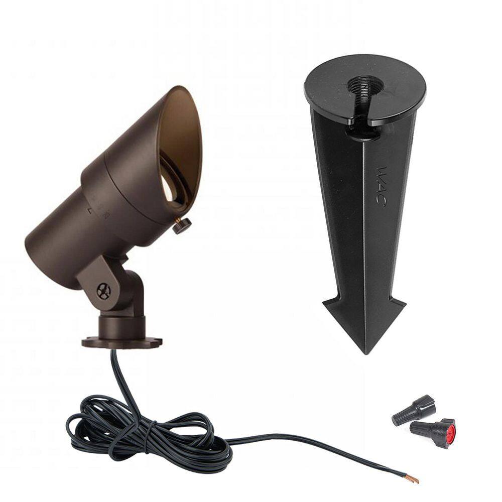 None Mini Accent 420 Lumens Solid Brass Coated in Bronze Low Voltage LED Spotlight with IP66 Rated and 2700K LED
