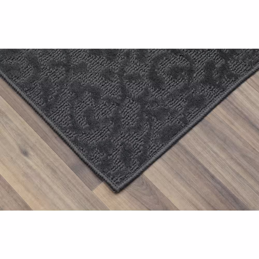 Garland Rug Ivy Cinder Gray 2 ft. x 12 ft. Floral Runner Rug