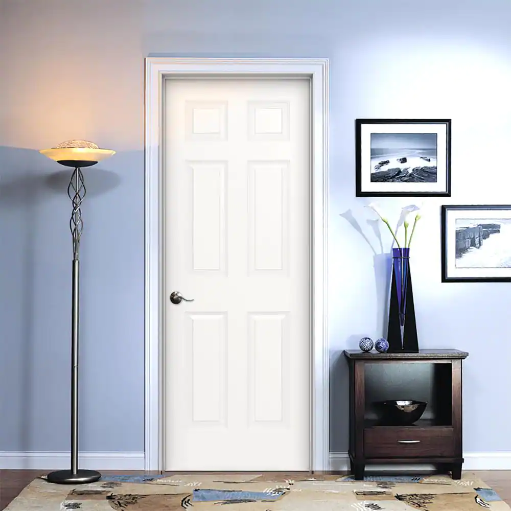JELD-WEN Smooth 6-Panel Primed Molded Single Prehung Interior Door