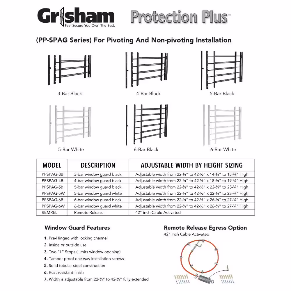 Grisham Pp-Spag 5-Bar Window Guard in White