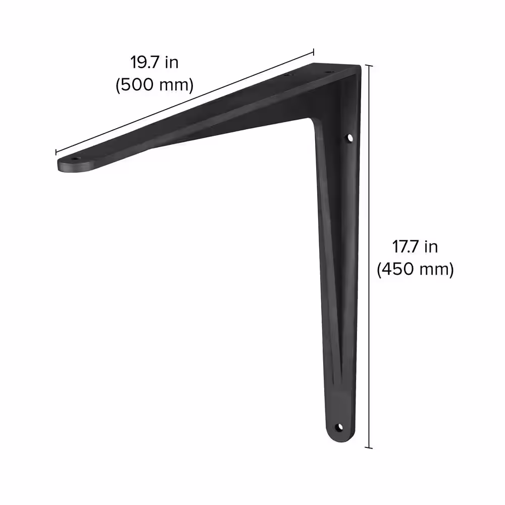 Dolle HERAKLES 19.7 in. Black Aluminum Shelf Bracket