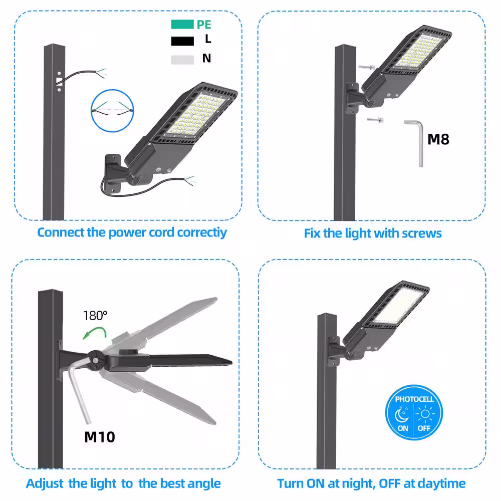None 1000-Watt Equivalence 28000-Lumens 150-Degree Bronze Dusk to Dawn LED Parking Flood Light Arm Mount 5000k