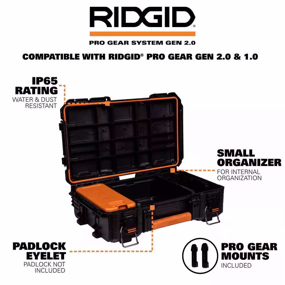 RIDGID 2.0 Pro Gear System 22 in. Toolbox and Tool Case and Compact Organizer