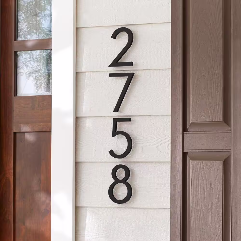 Everbilt 10 in. Matte Black Aluminum Floating or Flat Modern House Number 7