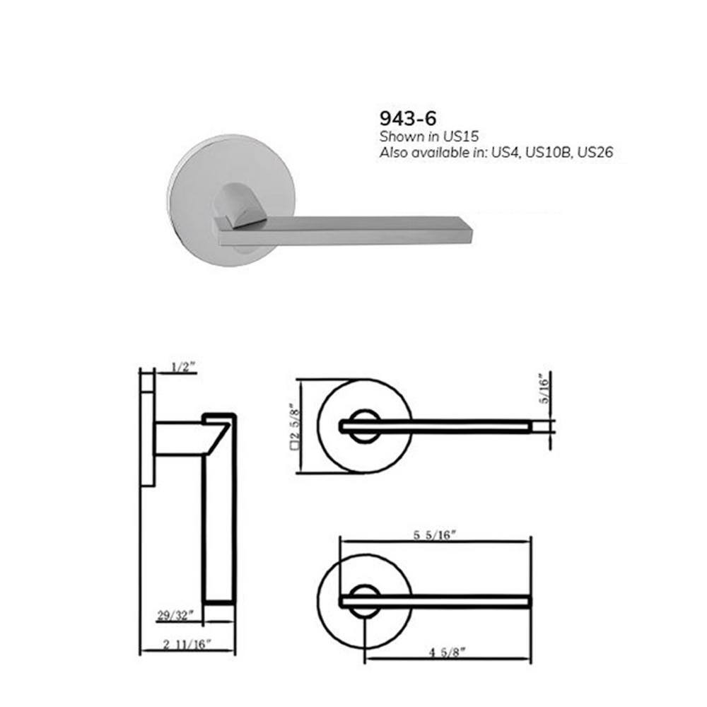 None Bravura Raleigh 943-6 Passage (Hall/Closet) Door Lever Oil Rubbed Bronze w/ round trim