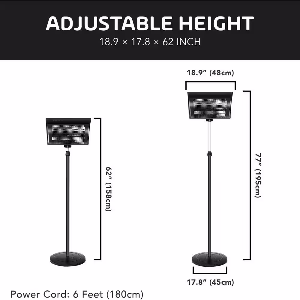None 750-Watt/1500-Watt Simple Deluxe Patio Large Standing Heater Outdoor Balcony with Overheat Protection