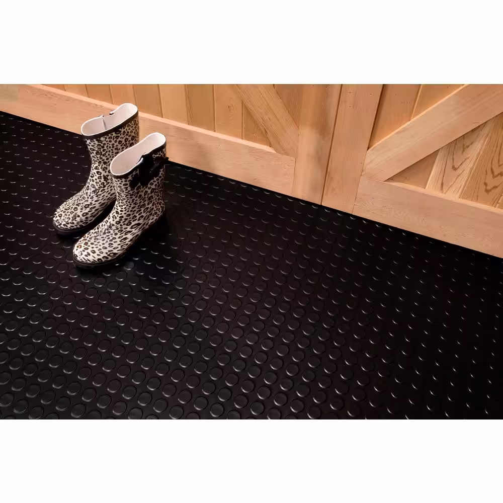 G-Floor Trailer Flooring Midnight Black Coin Commercial Vinyl Sheet Flooring (8.5 ft. W x 25 ft. L)