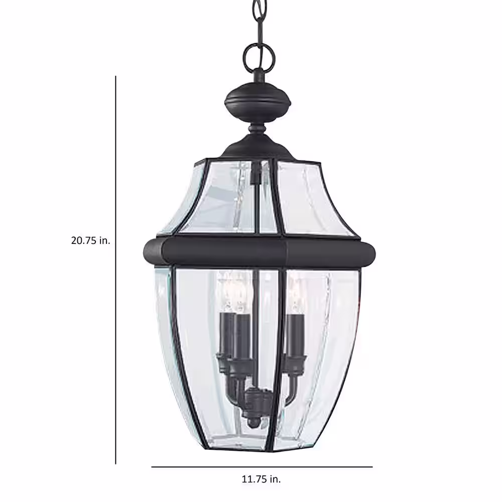 Generation Lighting Lancaster 3-Light Traditional Black Outdoor Large Hanging Pendant
