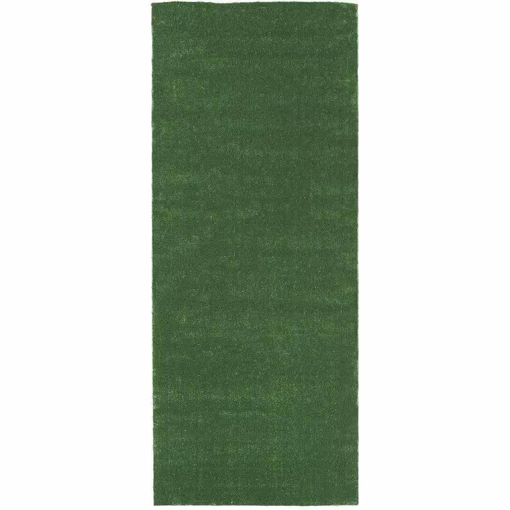 Sweet Home Stores Meadowland Collection Waterproof Solid Indoor/Outdoor 3 ft. x 26 ft. Green Artificial Grass Runner Rug