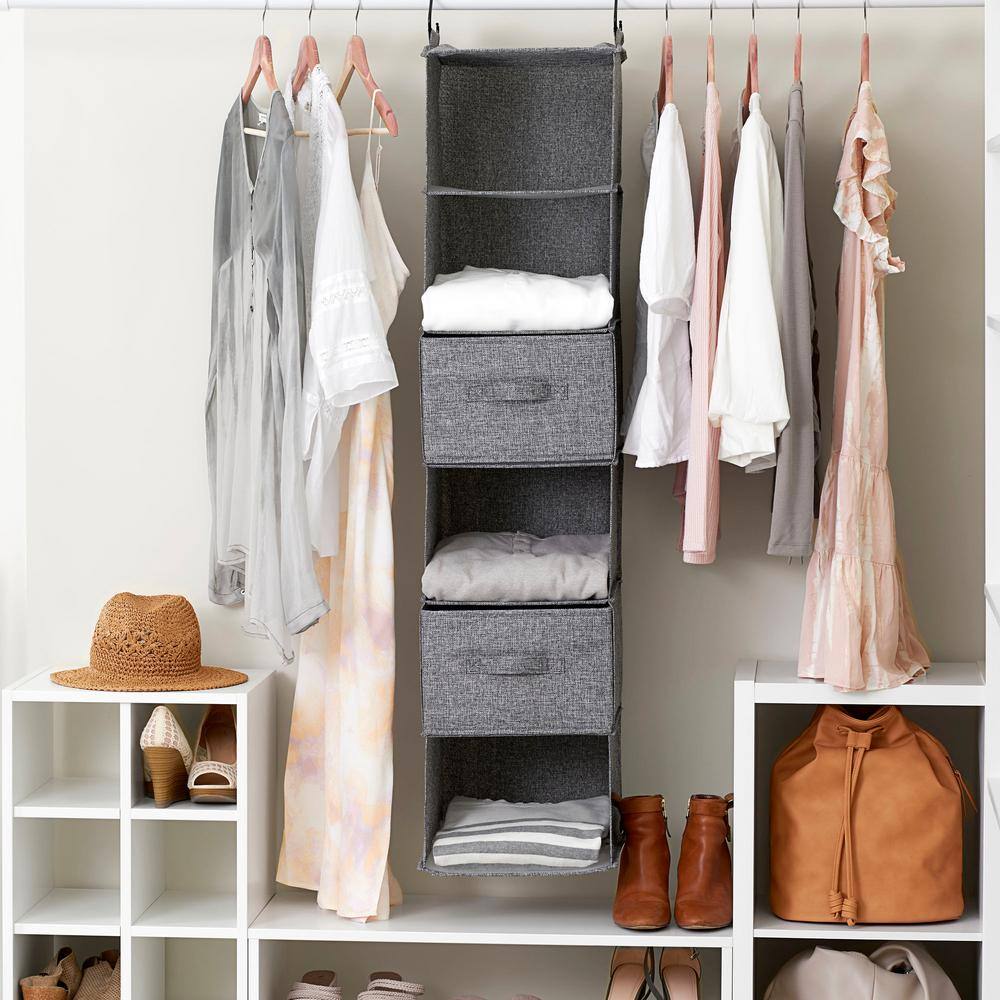HOUSEHOLD ESSENTIALS 2-Piece Wide Drawer in Graphite Linen