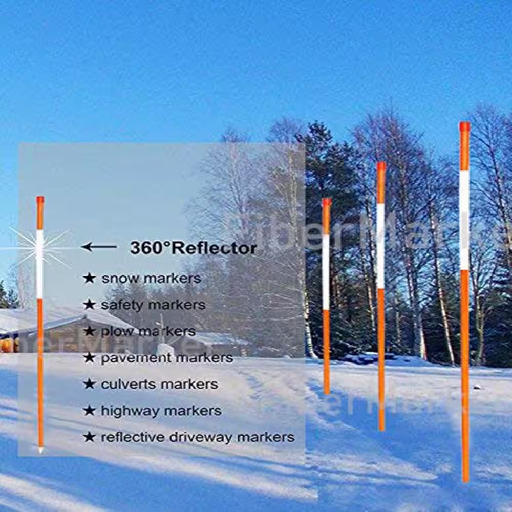 FiberMarker 24 in. 1/4 in. Dia Driveway Markers Snow Poles Snow Markers Snow Stakes, Orange (20-Pack)