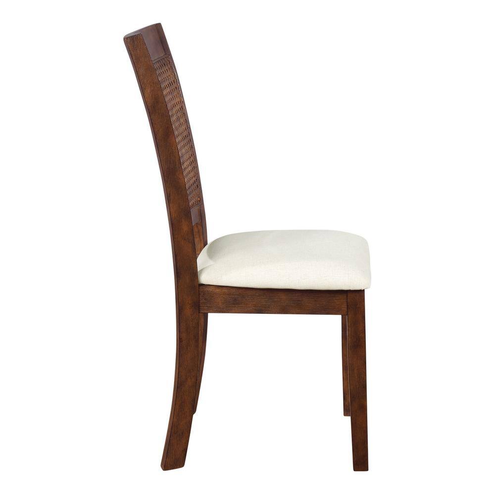 OSP Home Furnishings Walden Cane Back dining Chair (2-Pack) with Burnt Brown Base and Linen Fabric Seat