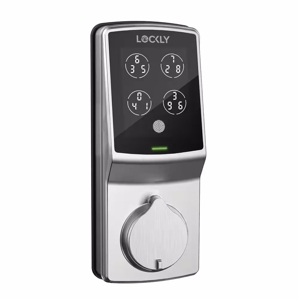 Lockly Secure Plus Satin Nickel Deadbolt Smart Lock with 3D Fingerprint, Hack-proof Keypad, Auto-locking and Mobile App Control