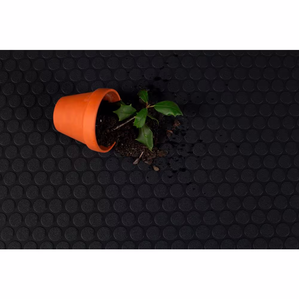 G-Floor Shed Flooring Midnight Black Small Coin Commercial Vinyl Sheet Flooring (8 ft. W x 20 ft. L)