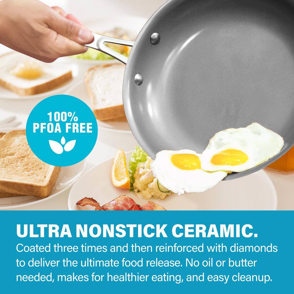 Gotham Steel 5-Piece Aluminum Ti-Ceramic Nonstick Round Cookware Set with Lids in Aqua Blue