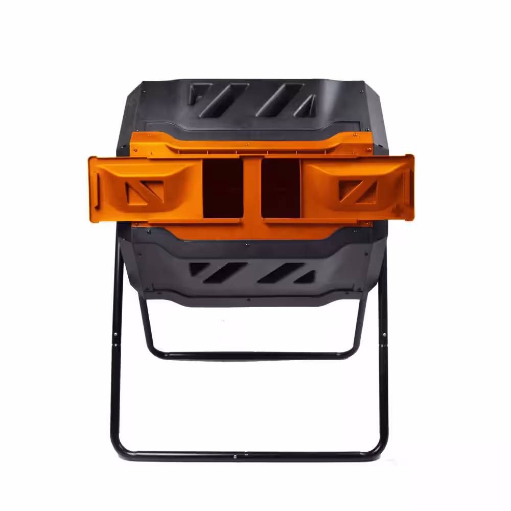 GENESIS 42 Gal. Dual Compost Tumbler Combo with Compost Cart, 1.85 Gal. Kitchen Caddie Compost Bin and 4 Rolls of Corn Bags