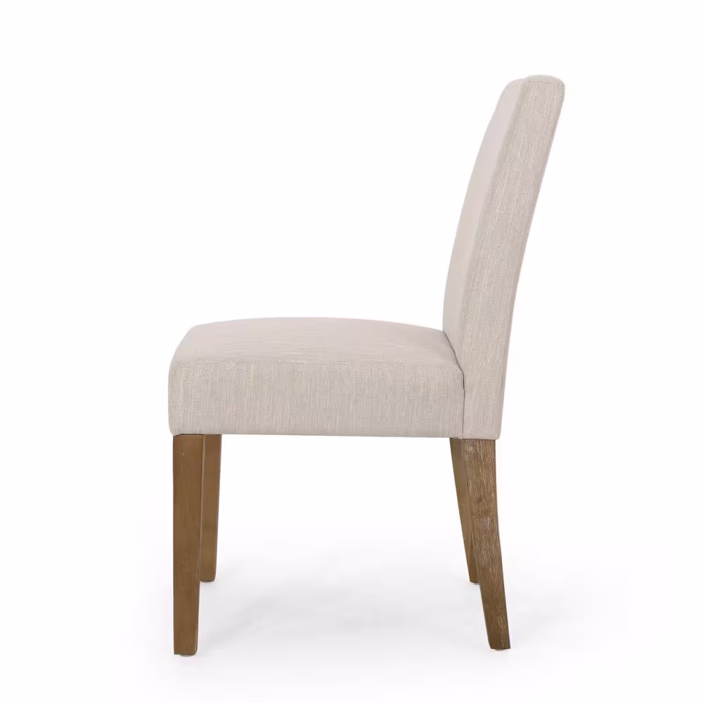 Noble House Benewah Beige and Weathered Brown Fabric Dining Chairs (Set of 2)