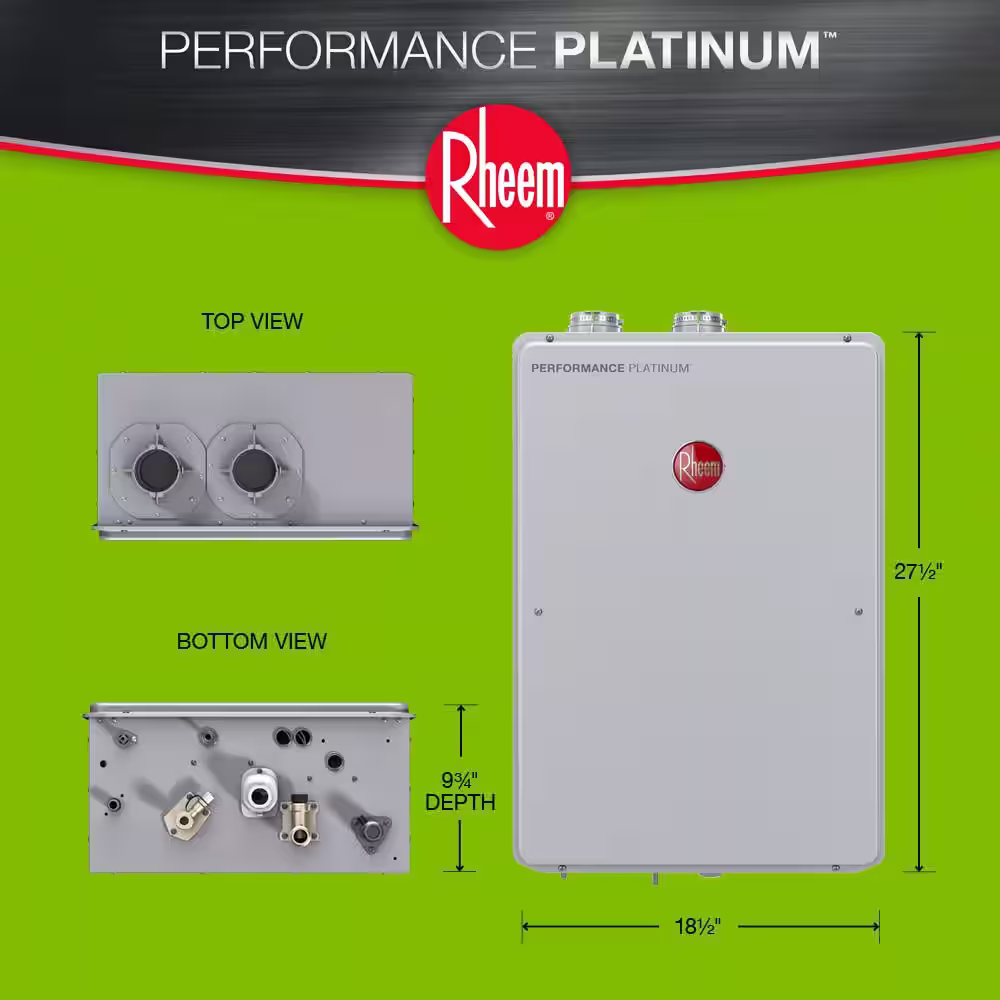 Rheem Performance Platinum 9.5 GPM Natural Gas High Efficiency Indoor Tankless Water Heater