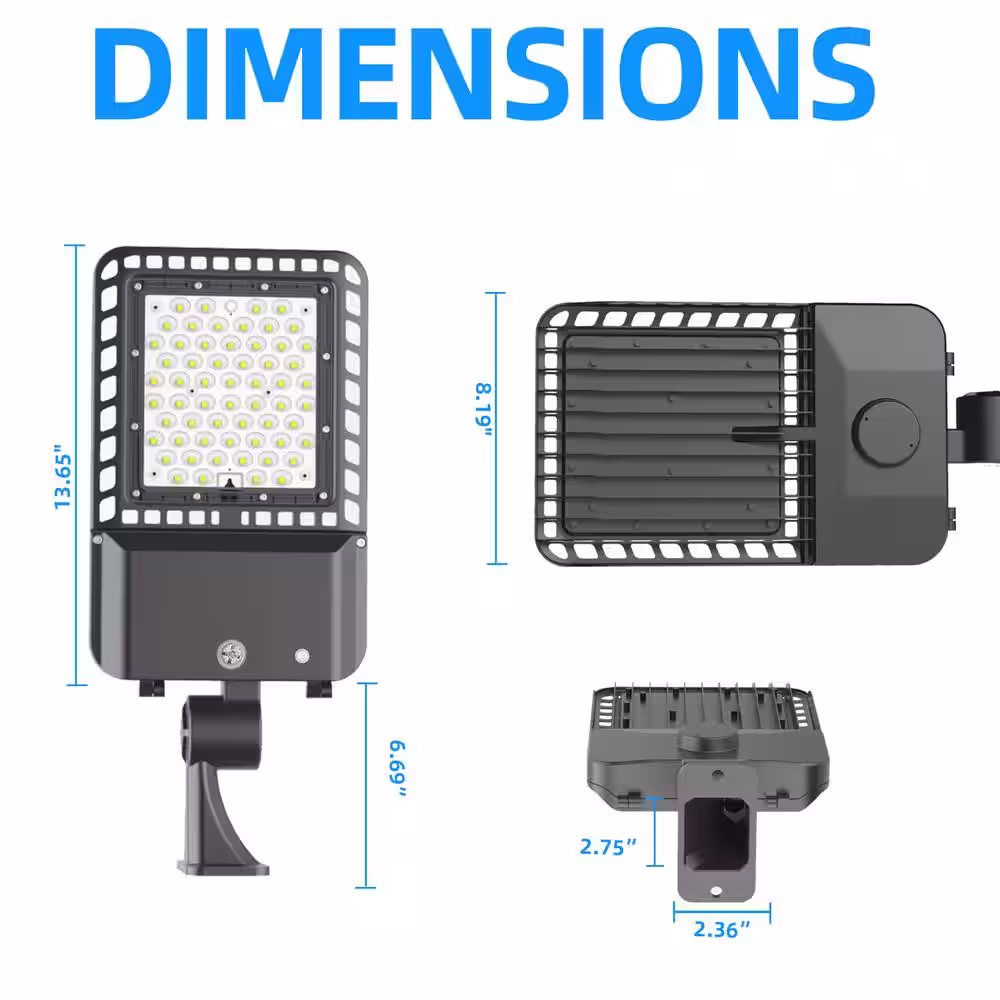 None 1000-Watt Equivalent Integrated LED Bronze Dusk to Dawn LED Parking Lot Area Light 5000k Arm Mount Waterproof IP65