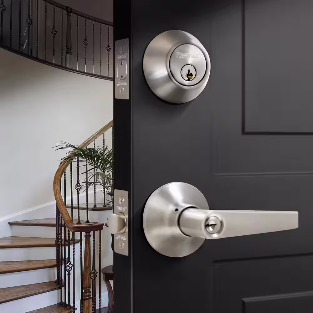 Premier Lock Stainless Steel Entry Door Handle Combo Lock Set with Deadbolt and 24 KW1 Keys Total (6-Pack, Keyed Alike)
