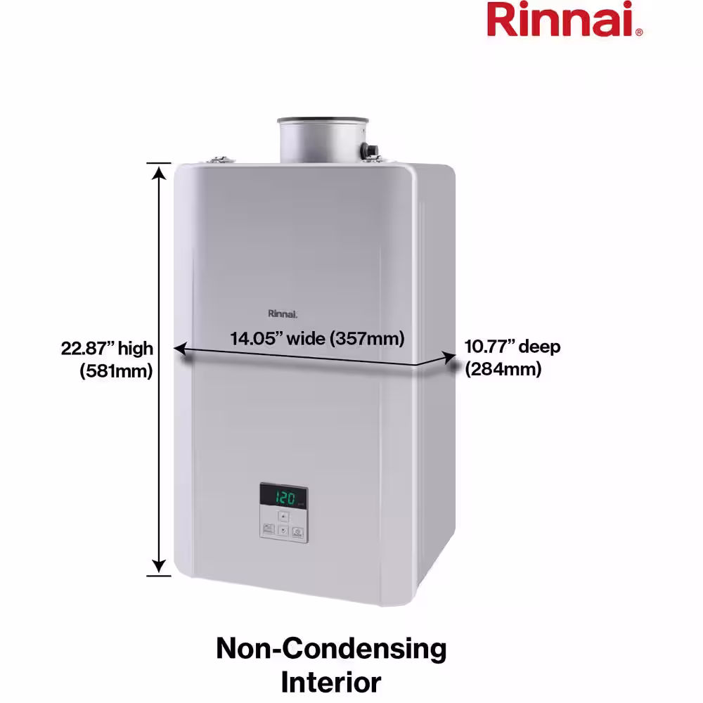 Rinnai High Efficiency Non-Condensing 5.3 GPM Residential 140,000 BTU Interior Natural Gas Tankless Water Heater