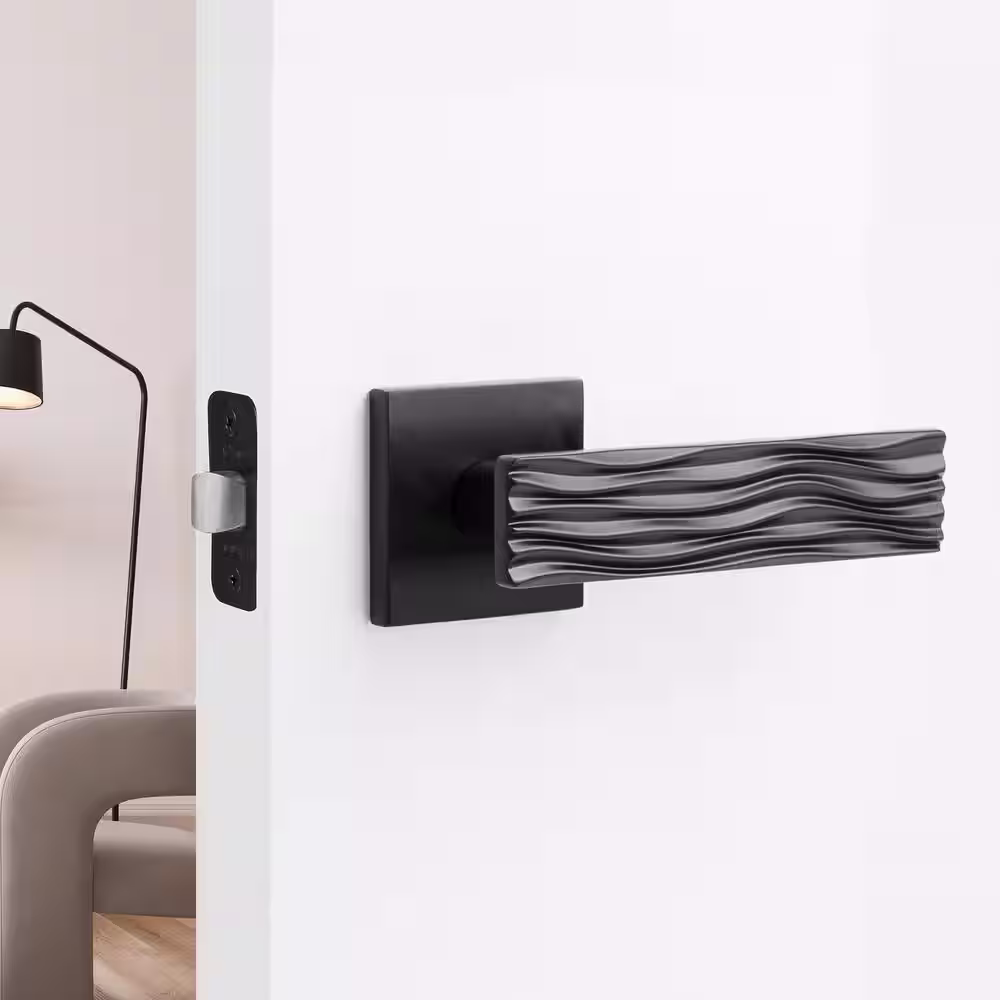 McBowery Ridge Matte Black Bed/Bath Modern Door Handle (Privacy-Right Hand)