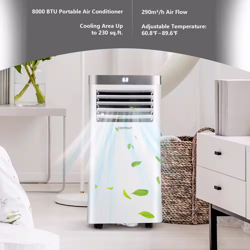 Costway 8000 BTU (ASHRAE) Portable Air Conditioner 3-in-1 Air Cooler with Remote Control