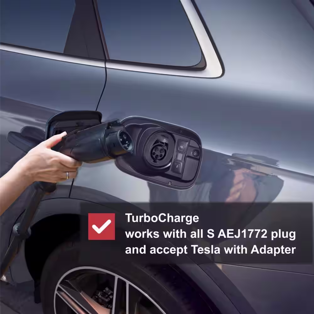 None TurboCharge 220-Volt 48Amp Level 2EV Charger with Plug and Play Function, Includes 18ft Extension Cord, Hook and Holster