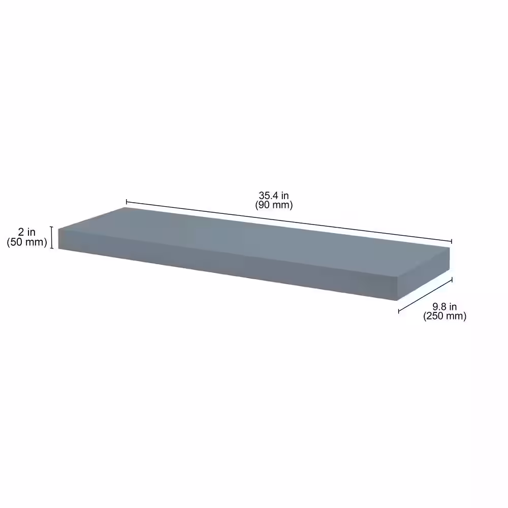 Dolle BIG BOY 35.4 in. x 9.8 in. x 2 in. Ice Blue MDF Floating Decorative Wall Shelf with Brackets