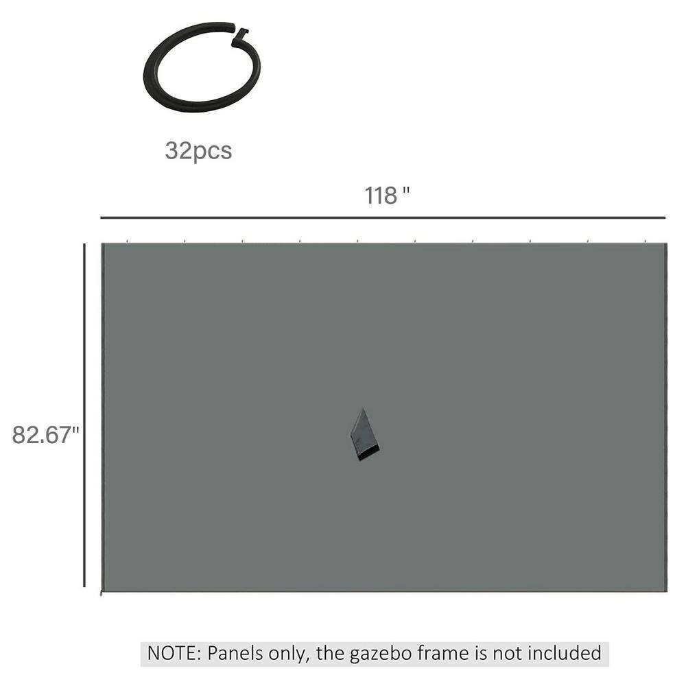 None 10 ft. x 10 ft. Gazebo Replacement Sidewall with Zippers, 4-Side Mesh Walls for Patio Gazebos
