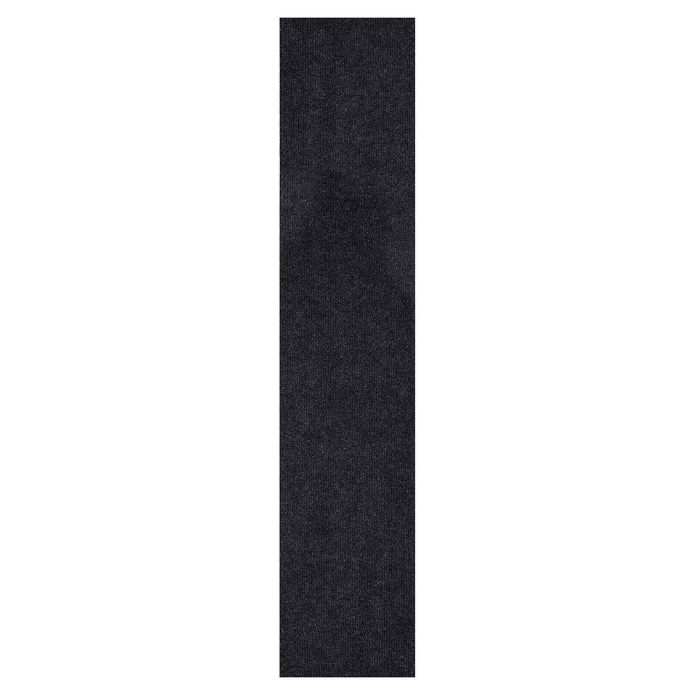 Sweet Home Stores Ribbed Waterproof Non-Slip Rubberback Runner Rug 2 ft. 7 in. W x 27 ft. L Black Polyester Garage Flooring
