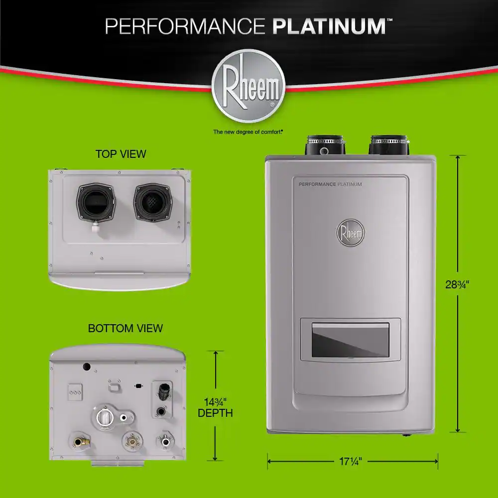 Rheem Performance Platinum 9.9 GPM Natural Gas High Efficiency Indoor Recirculating Tankless Water Heater
