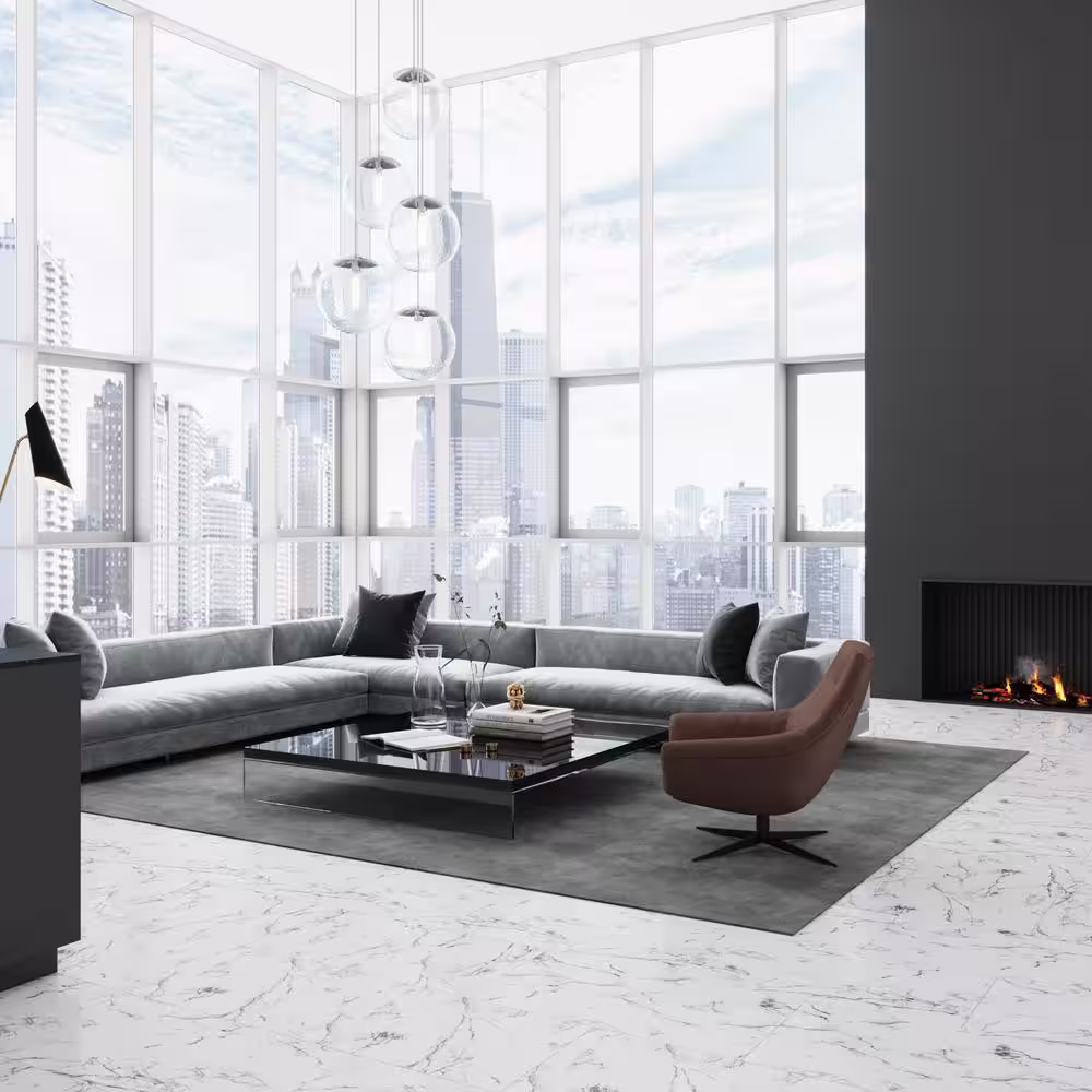 Lucida Surfaces TerraCore Calacatta 22 MIL x 16 in. W x 24 in. L Click Lock Waterproof Vinyl Tile Flooring (16 sqft/case)