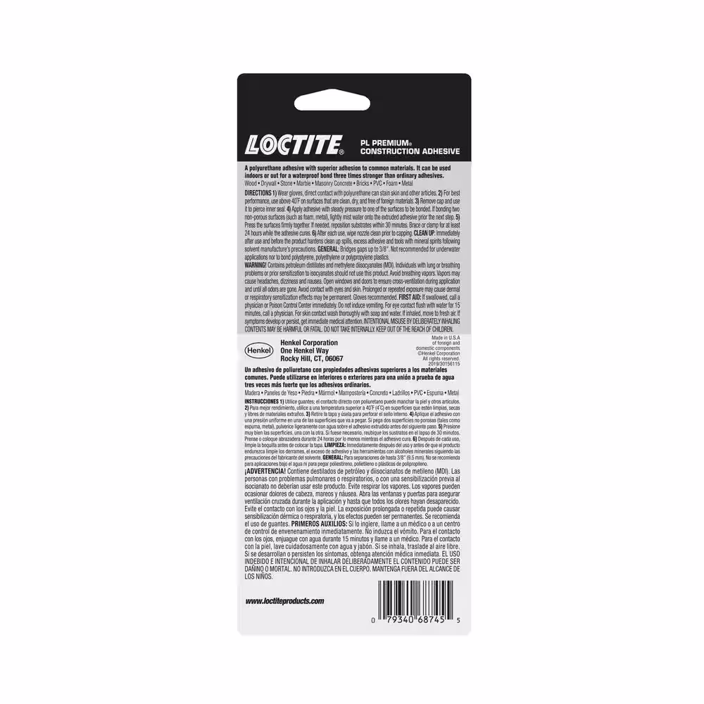 Loctite PL Premium 4 oz. Polyurethane Construction Adhesive Tan Tube (each)