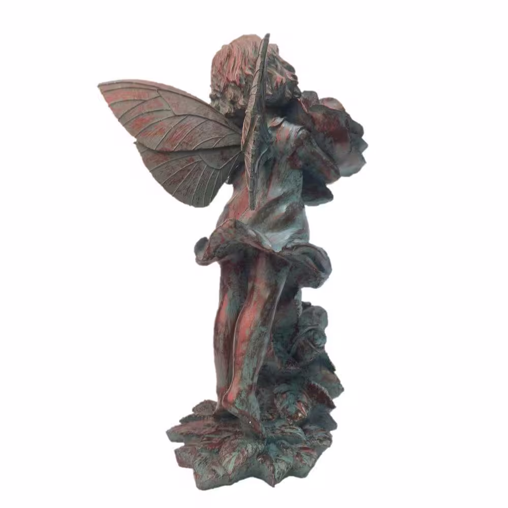 Suffolk Fairies 21 in. Fairy Lillian Rose Bronze Patina Collectible Garden Statue
