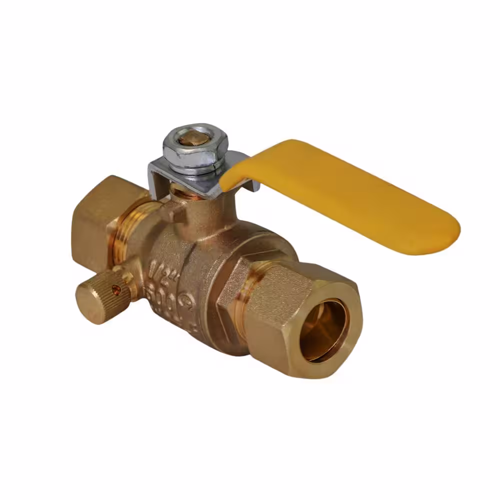 The Plumber's Choice Premium Brass Full Port Ball Valve with Drain, with 1/2 in. Compression Connections (10 Pack)