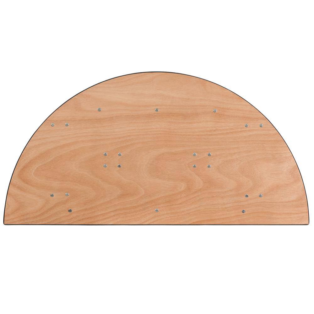 None 24 in. Natural Wood Tabletop Metal Frame Folding Table