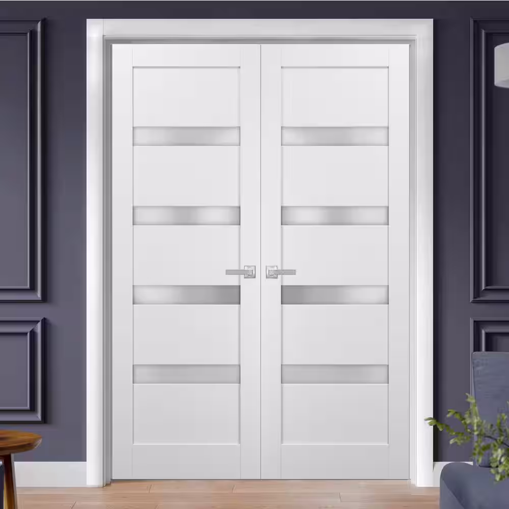 Sartodoors 48 in. x 96 in. Single Panel White Finished Pine Wood Interior Door Slab with Hardware