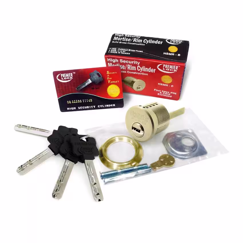 Premier Lock 1-1/8 in. High Security Rim Cylinder, Stainless Steel Finish