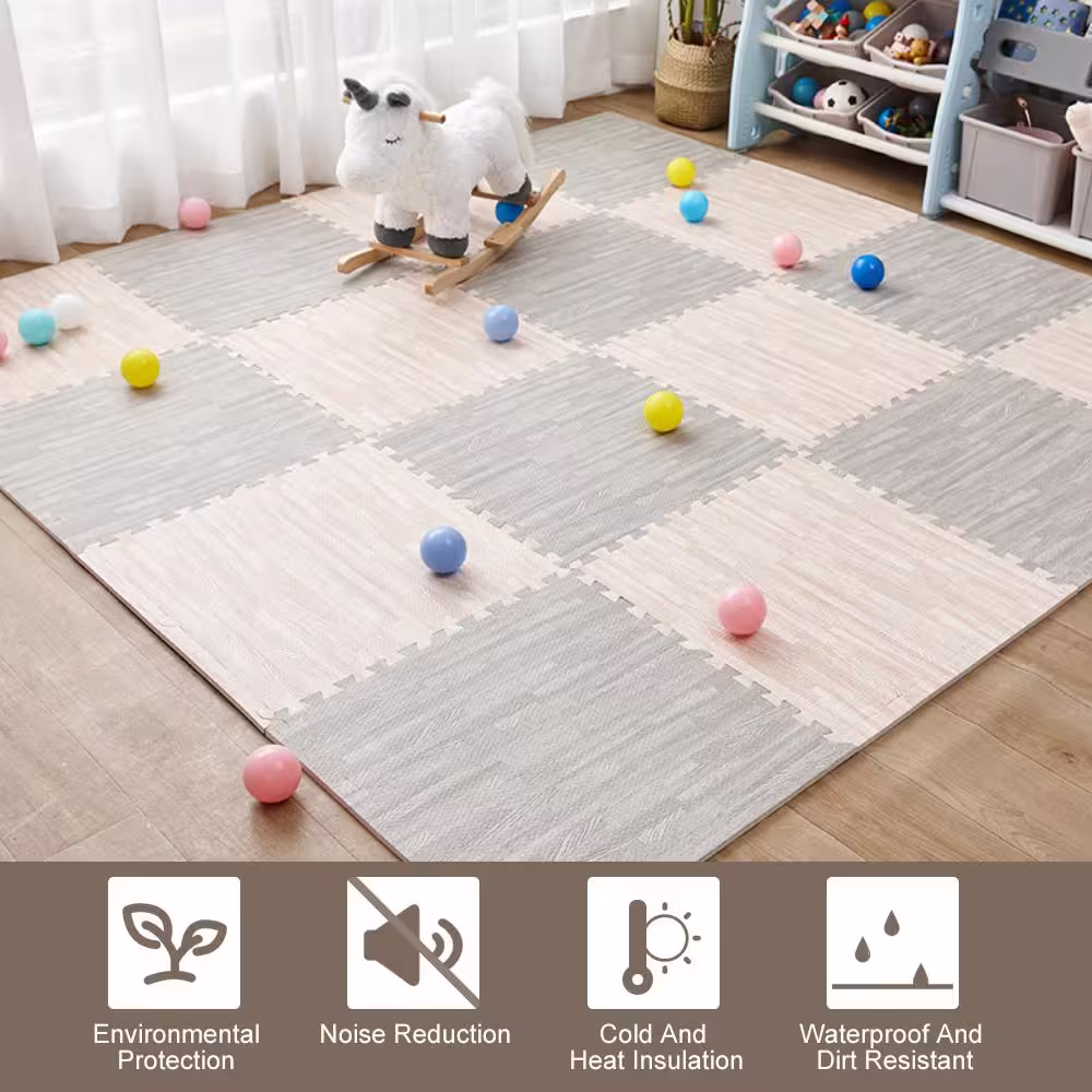 None 24 in. x 24 in. x 0.47 in. Multi-Colored EVA Interlocking Foam Floor Mat 32 sq ft. (8-Tiles Per Case)