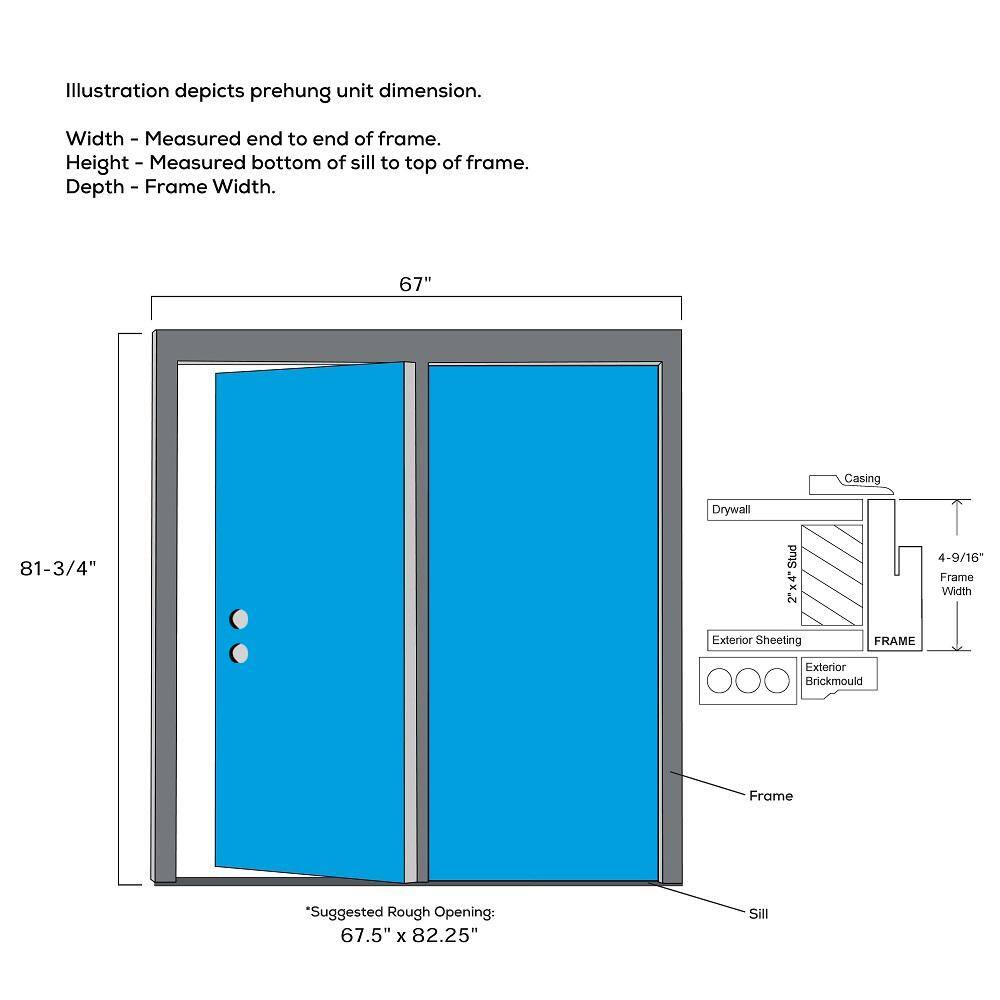 MMI Door 64 in. x 80 in. Full Lite Primed Steel Stationary Patio Glass Door Panel with Screen
