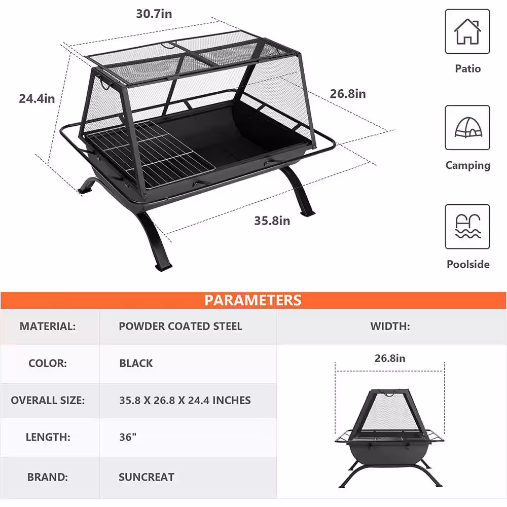 None 36 in. Outdoor Fire Pit